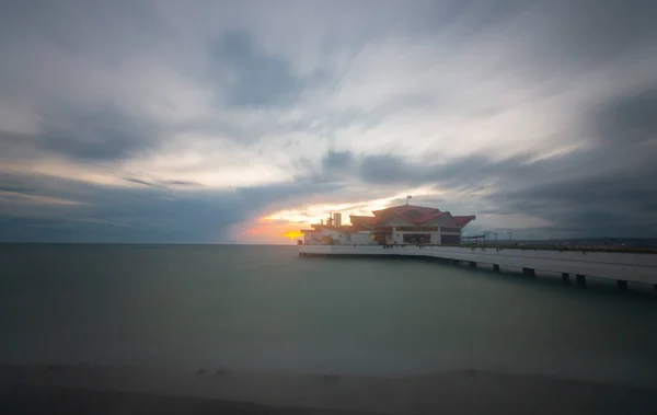 Buyukcekmece Beach Ondulato Tramonto Fotografato Con Tecnica Esposizione Lunga — Foto Stock