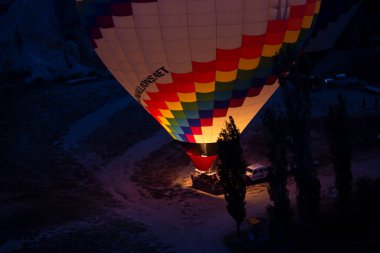 Sıcak hava balonu uçuşu Cappadocia, Türkiye, Goreme köyü, sıcak hava balonu geçidi