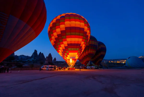 Hot Air Balloon Flight Cappadocia Turkey Goreme Village Hot Air — Stock Photo, Image