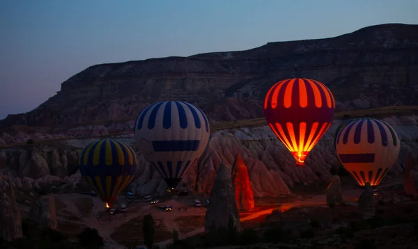 Luchtballon Vlucht Cappadocië Turkije Goreme Dorp Luchtballon Parade — Stockfoto