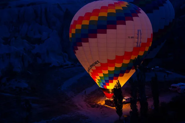 Hot Air Balloon Flight Cappadocia Turkey Goreme Village Hot Air — Stock Photo, Image