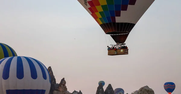 Luchtballon Vlucht Cappadocië Turkije Goreme Dorp Luchtballon Parade — Stockfoto