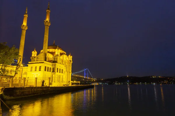 Istanbul Image Mosquée Ortakoy Avec Pont Bosphore Istanbul Pendant Beau — Photo