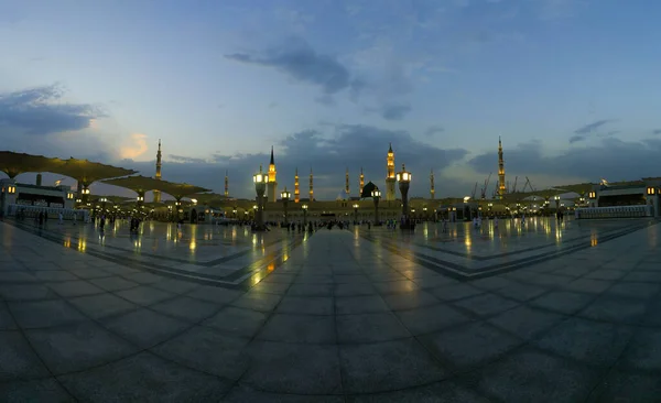 Medina Madinah Munawwarah Saudiarabien Masjid Och Nabawi Medina Moskén Solnedgången — Stockfoto