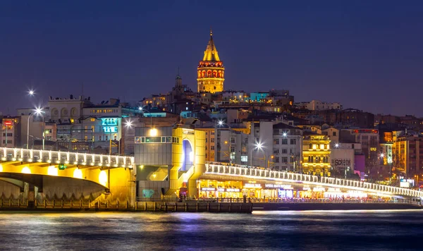 Istanbul Vista Serale Eminonu Corno Oro Beyoglu Karakoy Vista Galata — Foto Stock