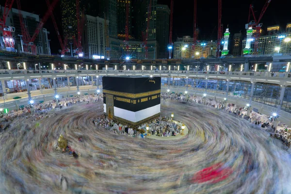 Crowd People Making Tawaf Holy Kaaba Makkah Umra Hajj View — 스톡 사진