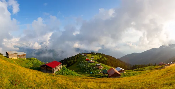 Západ Slunce Ayder Plateau Moře Mraků Nabízí Perfektní Vizuální Hostinu — Stock fotografie