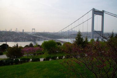 İstanbul 'daki Otagtepe Parkı' ndan Fatih Sultan Mehmet Köprüsü manzarası