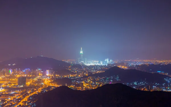 Uitzicht Stad Mekka Masjidlharam Tijdens Dageraad Fajr Van Berg Van — Stockfoto