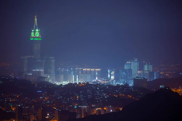 Een Uitzicht Mekka Monument Klokkentoren Grote Moskee Masjidlharam Tijdens Dageraad — Stockfoto