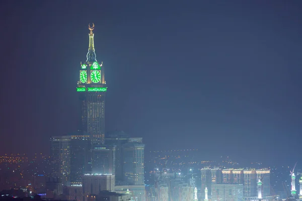 Een Uitzicht Mekka Monument Klokkentoren Grote Moskee Masjidlharam Tijdens Dageraad — Stockfoto