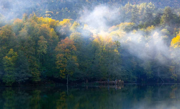 Beautiful Autumn Views Wooden House Seven Lakes Yedigoller National Park — Stock Photo, Image