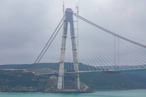 While Yavuz Sultan Selim Bridge Being Built Istanbul Turkey — Stock Photo, Image