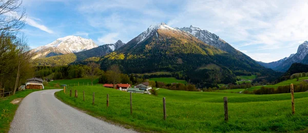 Fantástico Nascer Sol Outono Lago Hintersee Bela Cena Árvores Uma — Fotografia de Stock