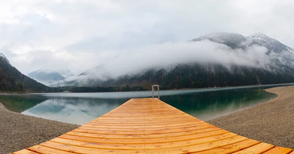 Vista Desde Top Hasta Lago Plansee Austriaco Sus Aguas Turquesas — Foto de Stock