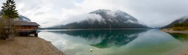 Vista Desde Top Hasta Lago Plansee Austriaco Sus Aguas Turquesas — Foto de Stock