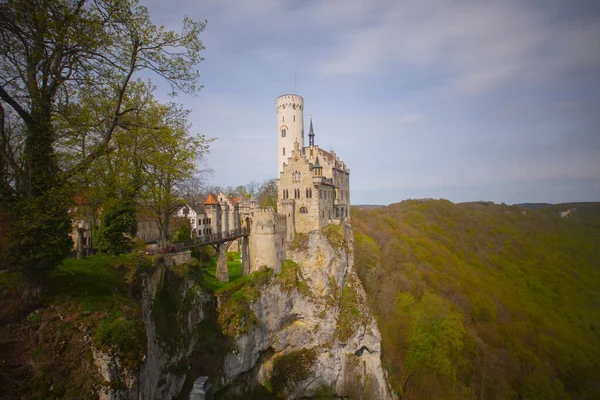 Lichtenstein Castle Mountain Top Summer Germany Europe Famous Castle Landmark — 스톡 사진