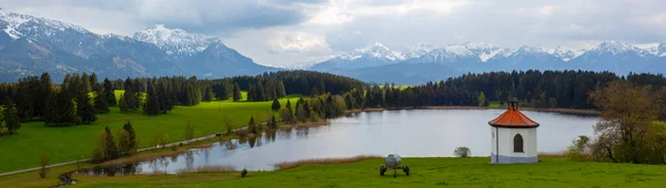 Capilla Hegratsrieder Ver Lago Una Mañana Otoño Ostallgu Baviera Alemania — Foto de Stock