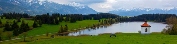 Capilla Hegratsrieder Ver Lago Una Mañana Otoño Ostallgu Baviera Alemania — Foto de Stock