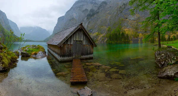 Alpes Montañas Lago Obersee Verano Con Bruma Fondo Parque Nacional — Foto de Stock
