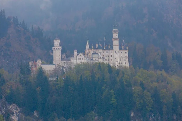 Paisagem Verão Vista Famosa Atração Turística Nos Alpes Baviera Castelo — Fotografia de Stock