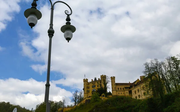 Paisagem Verão Vista Famosa Atração Turística Nos Alpes Baviera Castelo — Fotografia de Stock