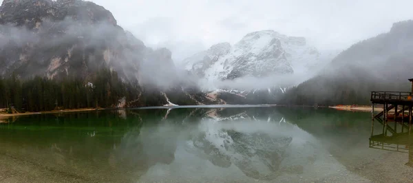 Lago Braies Las Montañas Dolomitas Seekofel Fondo Sudtirol Italia Lago — Foto de Stock