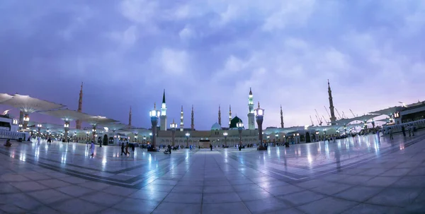 Masjid Uma Grande Mesquita Nabawi Medina Durante Pôr Sol — Fotografia de Stock