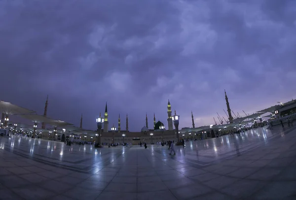 Masjid Nabawi Medina Wielki Meczet Podczas Zachodu Słońca — Zdjęcie stockowe
