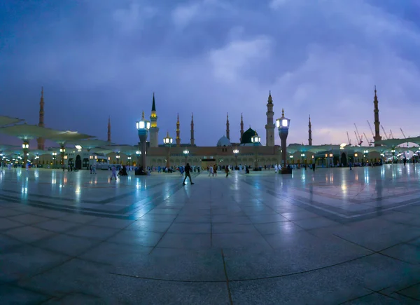 Masjid Nabawi Medina Wielki Meczet Podczas Zachodu Słońca — Zdjęcie stockowe