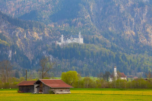 Hermosa Vista Del Mundialmente Famoso Castillo Neuschwanstein Palacio Del Renacimiento — Foto de Stock