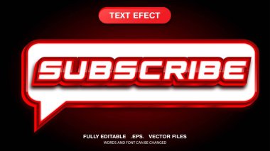 3B düzenlenebilir metin efekti ve yazı tipi şablonu, abone temalı