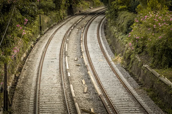 Spoorweg track kromme — Stockfoto