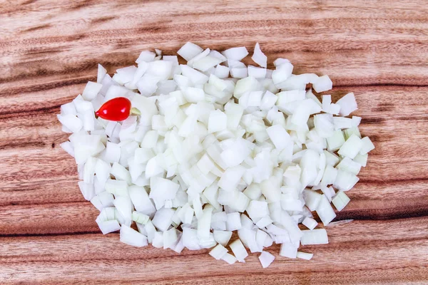 Chopped White Onion with a Single Chilli