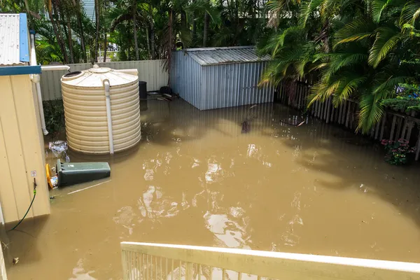 Back Yard under flood water — Stock Photo, Image