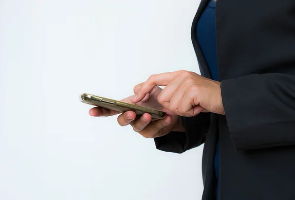 Business women touch telephone — Stock Photo, Image