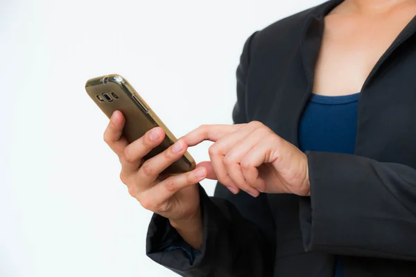 Geschäftsfrauen berühren Telefon — Stockfoto