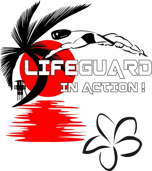Lifeguard dalam tindakan - Stok Vektor