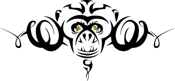 Tête de singe tribale — Image vectorielle