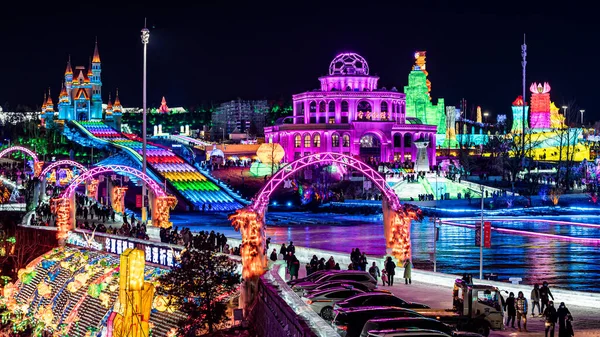 2021 2022 China Changchun Hielo Nieve Xintiandi Escena Noche Fotos De Stock Sin Royalties Gratis