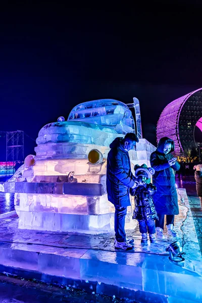 China Changchun Automobile Ice Snow Carnival Night Scene — Stock Photo, Image