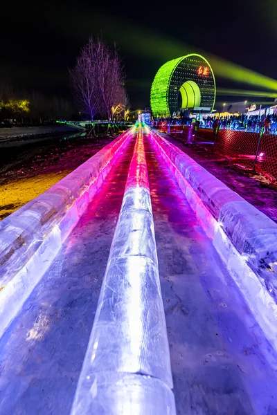 China Changchun Automobile Ice Snow Carnival Night Scene — Stock Photo, Image