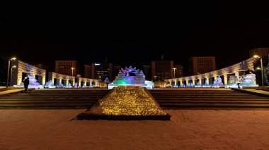 Changchun Dünya Heykel Parkı, Çin 'deki Buz ve Kar Parkı gece görüşü