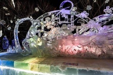 Changchun Dünya Heykel Parkı, Çin 'deki Buz ve Kar Parkı gece görüşü