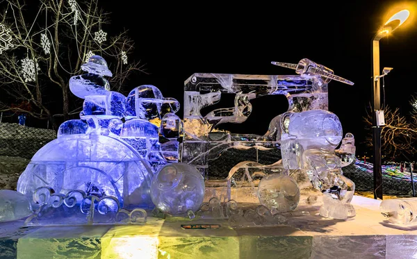 Night View Ice Snow Park Changchun World Sculpture Park China — Stock Photo, Image