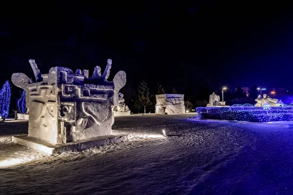 Night View Ice Snow Park Changchun World Sculpture Park China — Stock Photo, Image