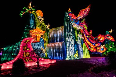 Nanhu Park, Changchun, Çin 'de buz ve kar ışığı sergisi