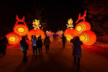 Nanhu Park, Changchun, Çin 'de buz ve kar ışığı sergisi