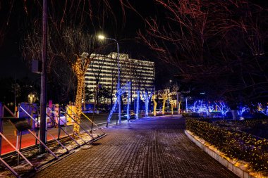 Festival sırasında Çin 'deki Changchun şehrinin gece manzarası