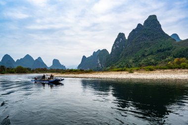 Guangxi, Çin 'deki Lijiang Nehri Sahnesi Sahnesi